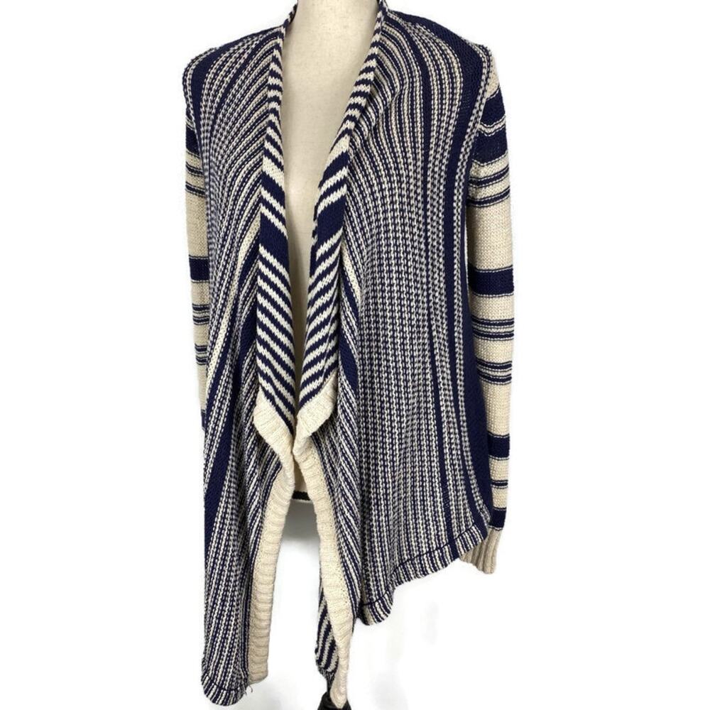Lucky Brand Cardigan Sweater Open Front Knit Striped 7w51170 Womens Sz XS